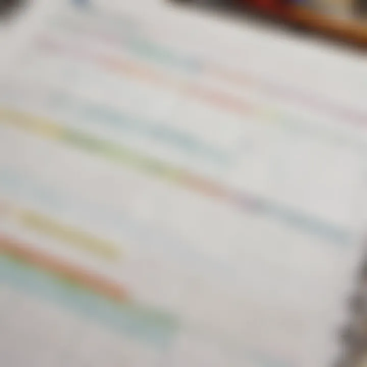 A close-up of a curriculum planner opened to a weekly schedule