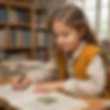 Child exploring educational books