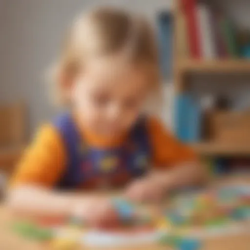 Young child engaged in puzzle solving