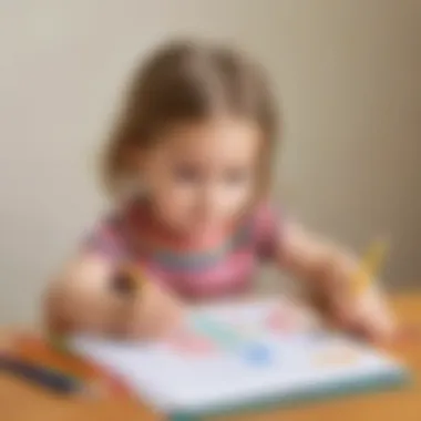 Illustration depicting a child tracing alphabet letters with a colorful pencil