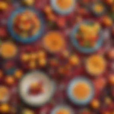 Vibrant Table Setting with Fruit Themes Vibrant table setting featuring fruit-themed decorations