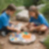 Children painting on rocks in outdoor setting