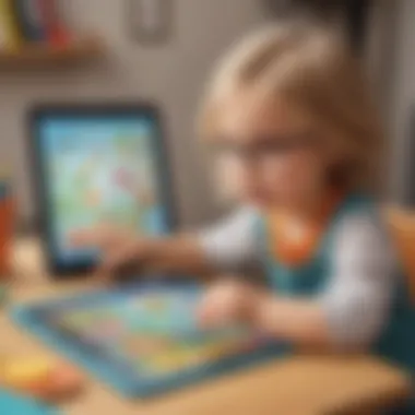 Interactive Learning with Fun Educational Resources for Kids Illustration of a playful child engaging with educational resources on a tablet