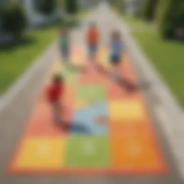 Hopscotch Game Enhancing Coordination and Balance Youngsters participating in a game of hopscotch