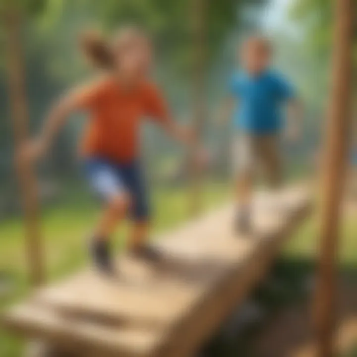 Elementary students enjoying a game of obstacle course