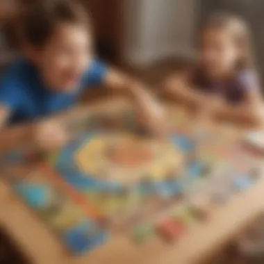 Excited kids playing a cooperative board game