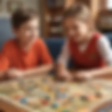 Two kids engaged in a strategic board game