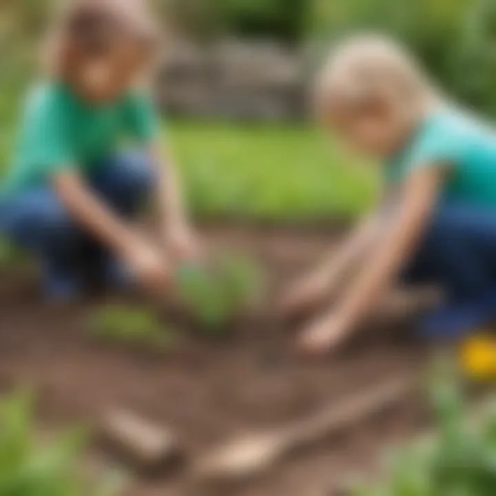 Preschooler Planting Seeds in Garden