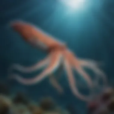 Giant Squid in Deep Ocean Waters