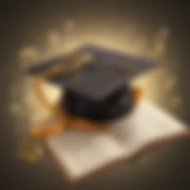 Golden music notes swirling around graduation cap