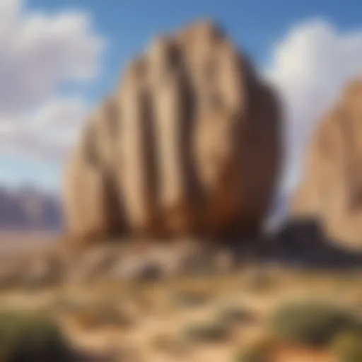 A majestic granite rock formation in a remote desert landscape