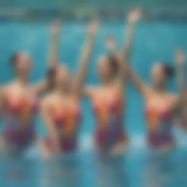 Group of individuals with autism participating in a synchronized swimming activity