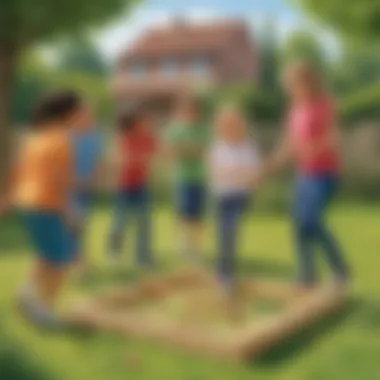 Group of Children Playing Interactive Outdoor Game