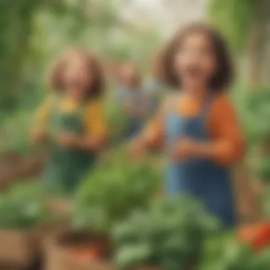 Children Excited About Growing Vegetables Children engaging in vegetable cultivation with enthusiasm