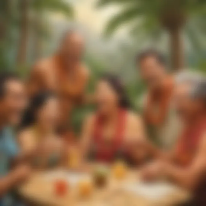 Participants enjoying a friendly round of Hawaiian trivia, complete with tropical drinks and laughter.