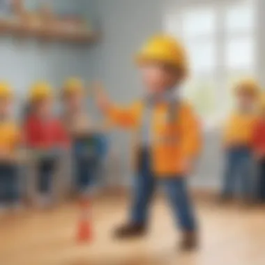 Preschooler engaging in a safety drill