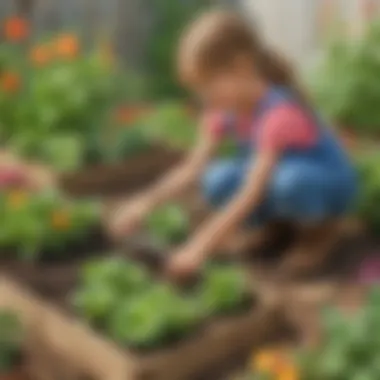 Preschooler planting and nurturing a garden