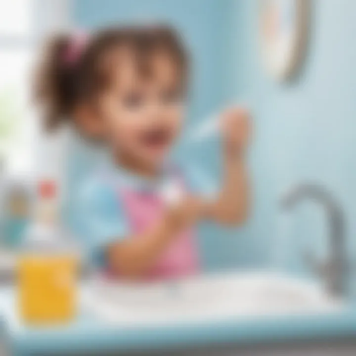 Preschooler practicing good hygiene habits