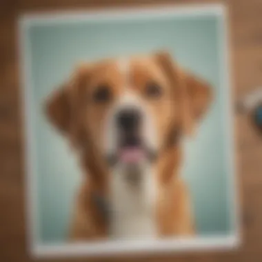 Close-up of a heartwarming lost pet poster with a photo of a dog