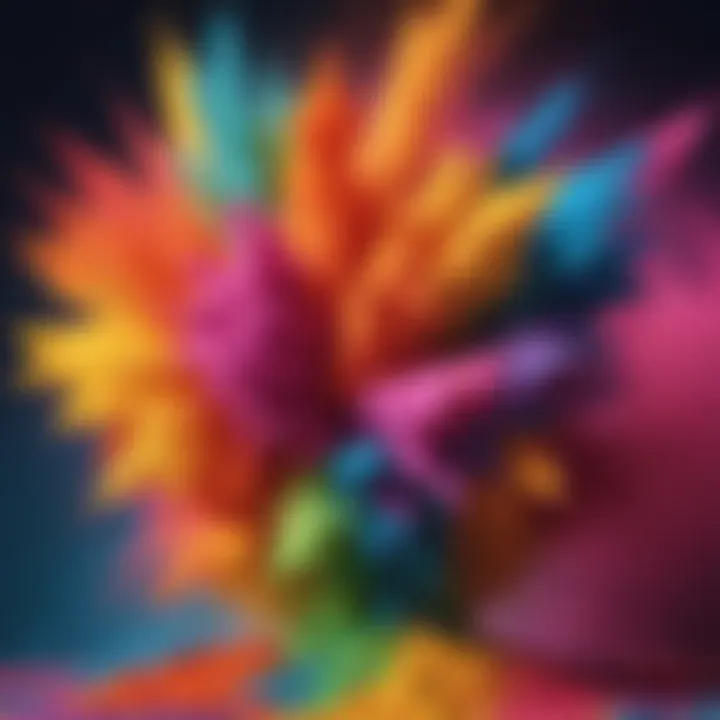 Colorful Holi powders in motion