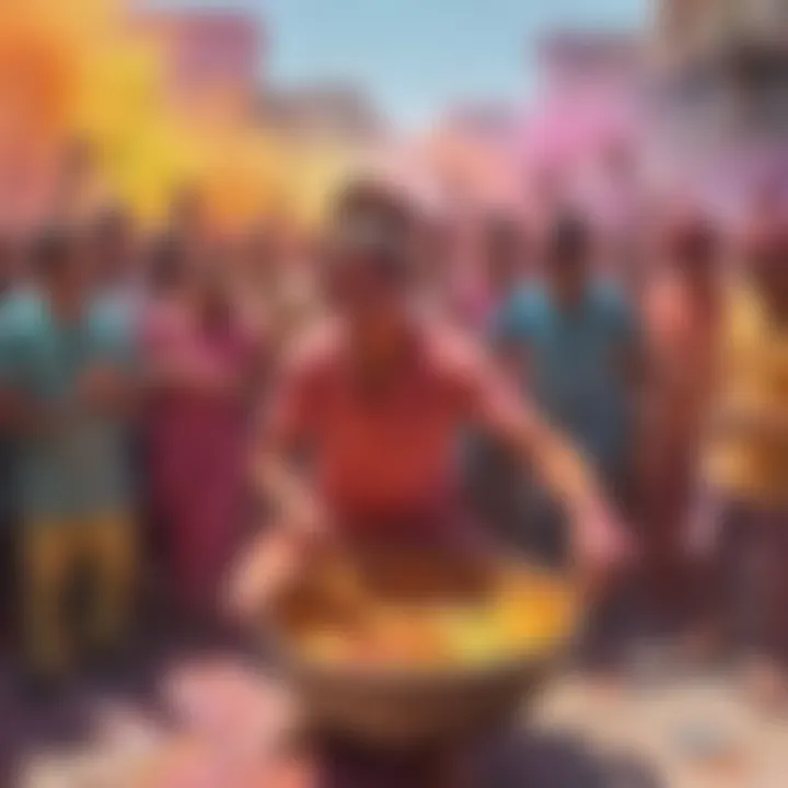 Diverse group participating in Holi festivities