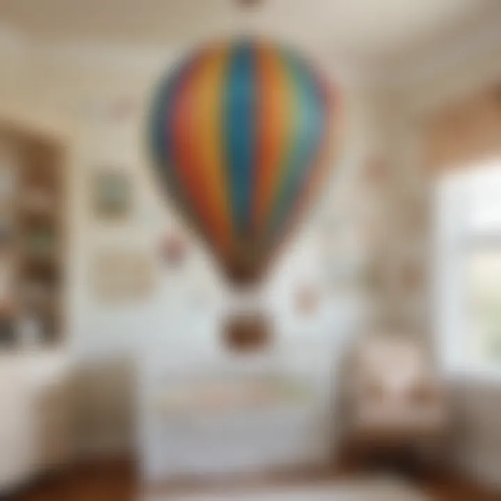 Hot air balloon decal adorning a cozy nursery