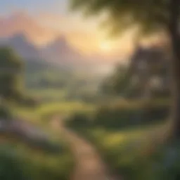 A serene landscape setting the tone for a story