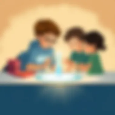 Children observing light reflection on a surface