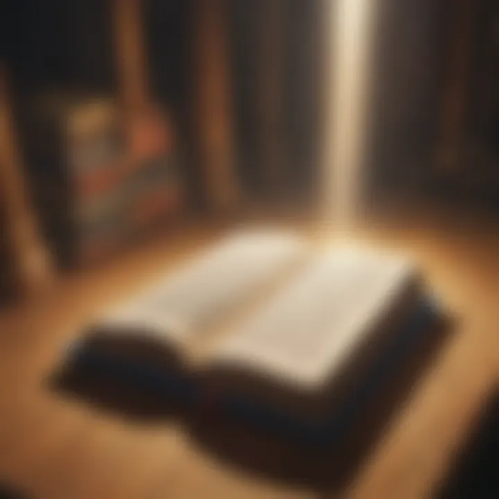 Punctuation guidebook surrounded by beams of light