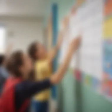 Students engaging with a wall calendar during a lesson