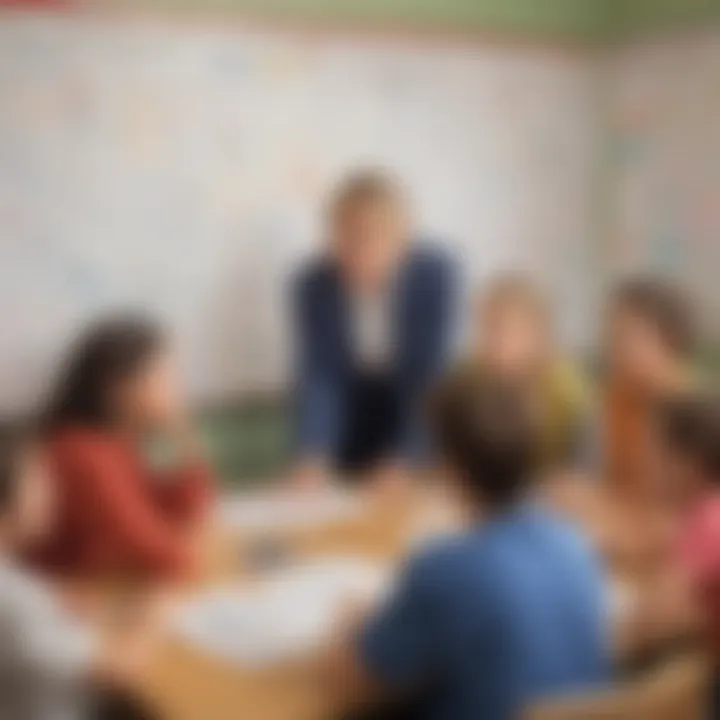 Teacher discussing calendar elements with students