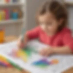 A child showcasing creativity while using vibrant crayons on a colouring sheet
