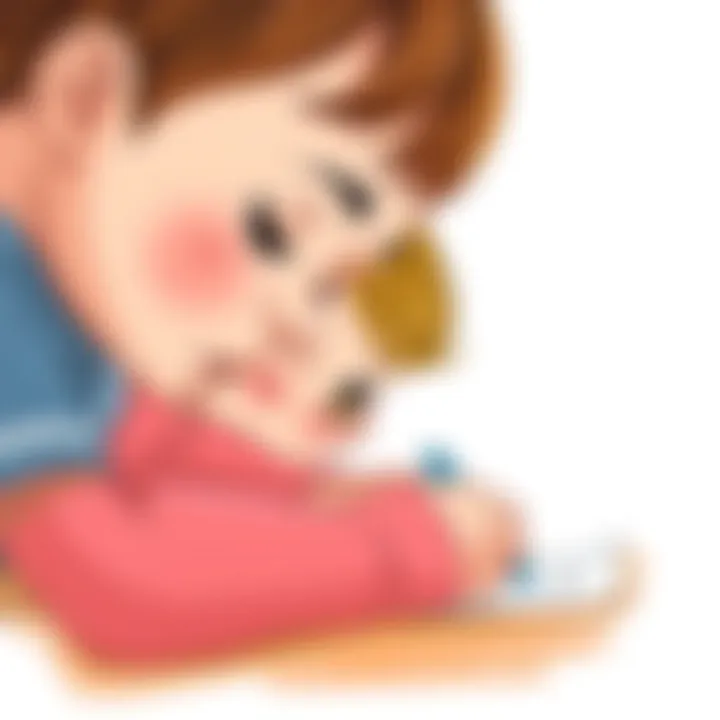 Focused Cursive Writing Exercise Child practicing cursive writing with focus