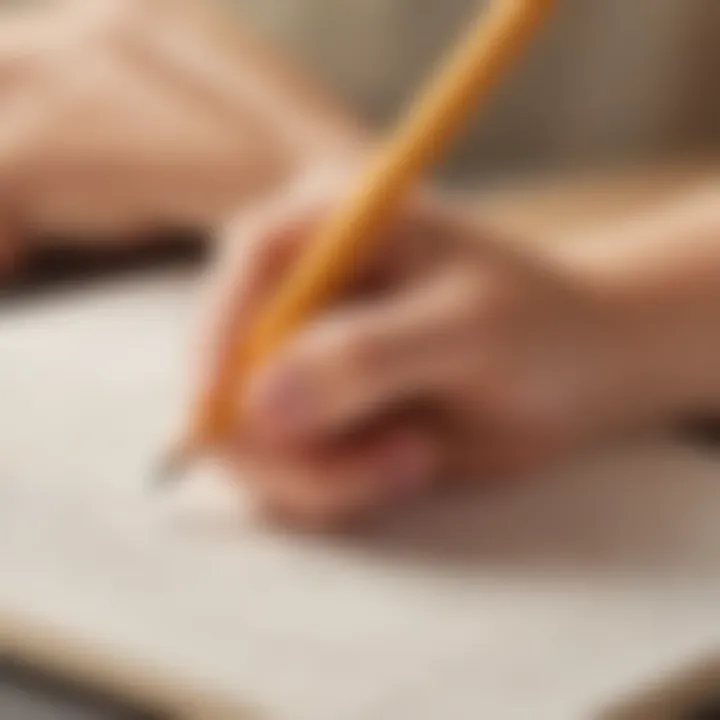 Close-up of a child's hand holding a pencil with proper grip