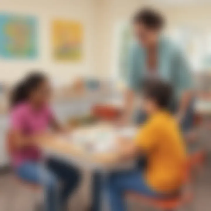 Teacher assisting a student with special needs in an inclusive classroom