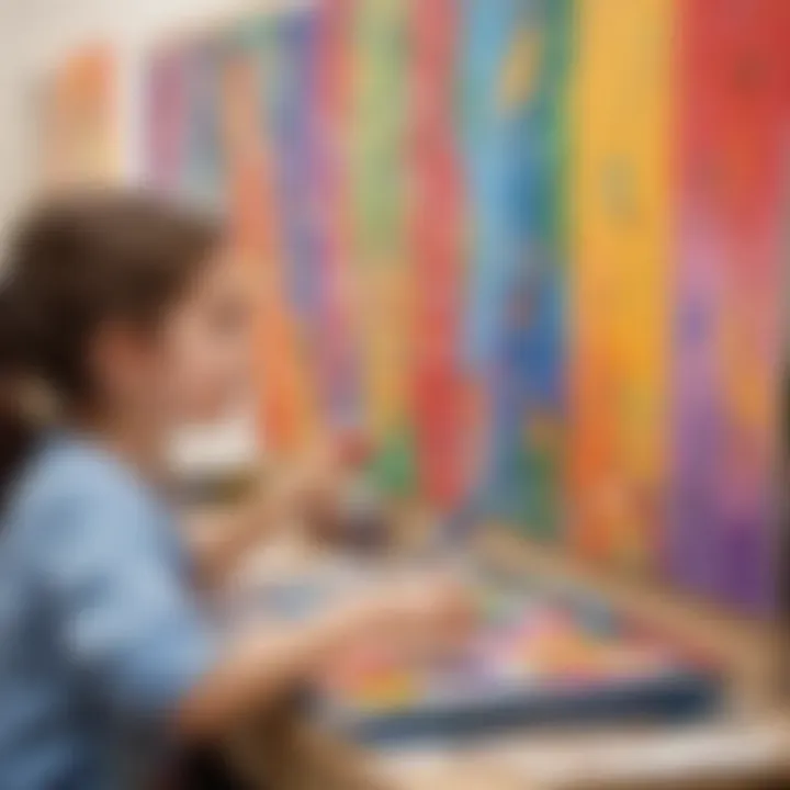 Creative Canvas: Children painting on colorful canvases