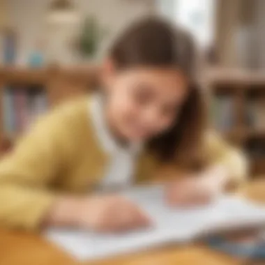 Children's Engagement with Learning Activities A child happily working on a literacy activity