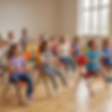 Kids engaged in a lively game of musical chairs