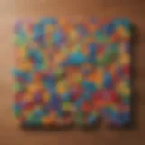 Colorful puzzle pieces arranged in a creative display