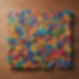 Colorful puzzle pieces arranged in a creative display