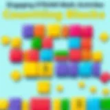Colorful counting blocks arranged in patterns