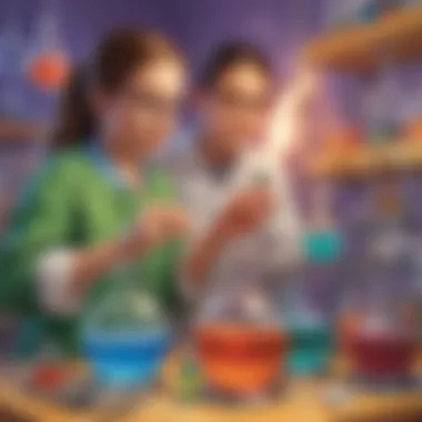 Exploring Science Experiments A colorful display of science experiments showcasing chemical reactions and curiosity.