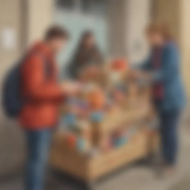 A person donating food and supplies to a homeless shelter