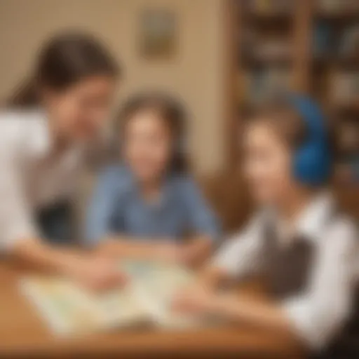 Children playing interactive listening game