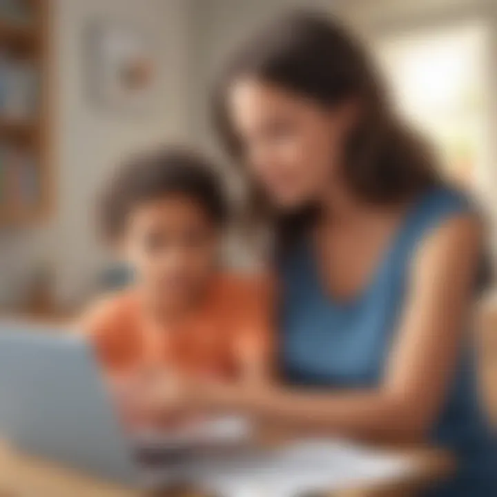 Illustration of parent and child discussing online safety