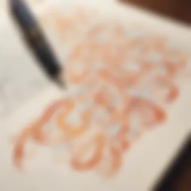 Elegant Scripting A close-up of intricate calligraphy in a diary entry