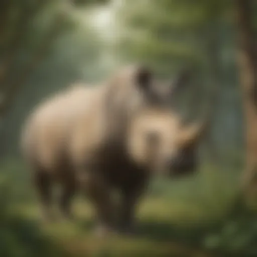 Javan Rhino in Lush Forest Habitat