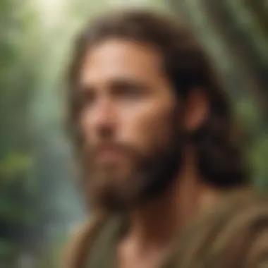 Mystical depiction of John the Baptist in the serene wilderness Portrait of John the Baptist in the Wilderness