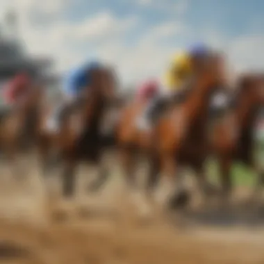 Thundering hooves of racehorses at the Kentucky Derby