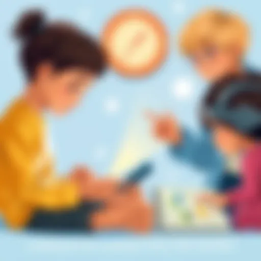 Interactive Learning Engagement Children engaging with interactive learning tools